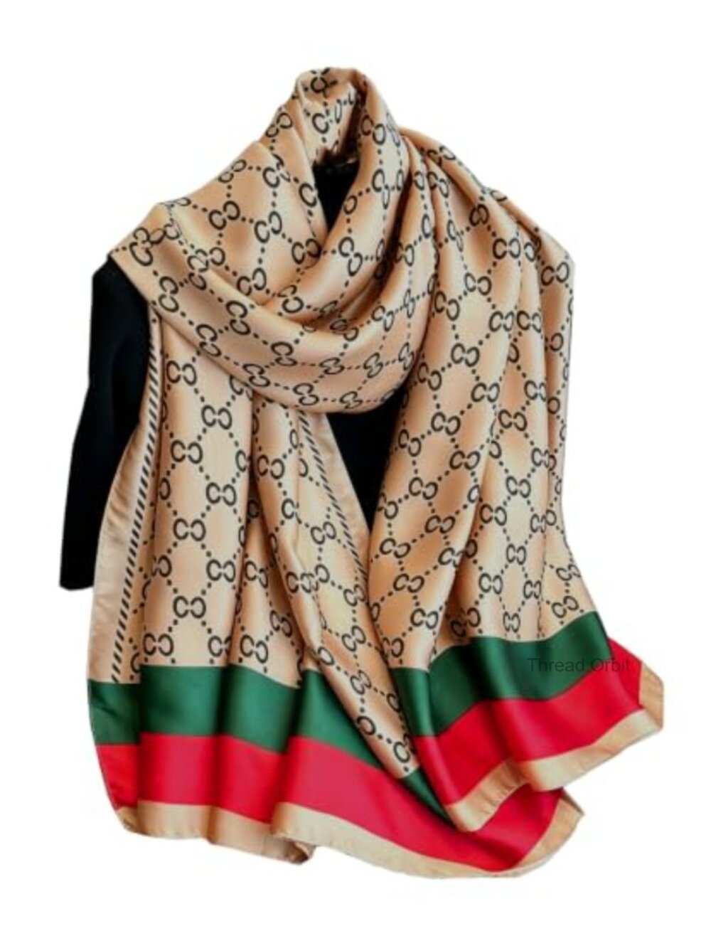 Silk Feel Geometric Scarf Large Shawl Wrap Vacation Accessory
